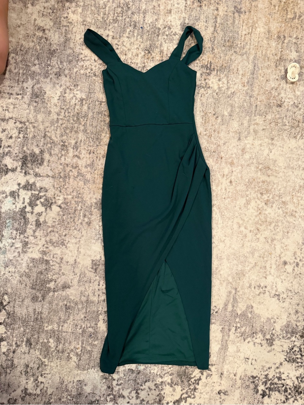 Sleeveless Dark Green Wrap Midi Dress small
